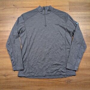 KUHL Team 1/4 Zip Pullover 100% Merino Wool Base Layer Shirt Mens L Gray 3104